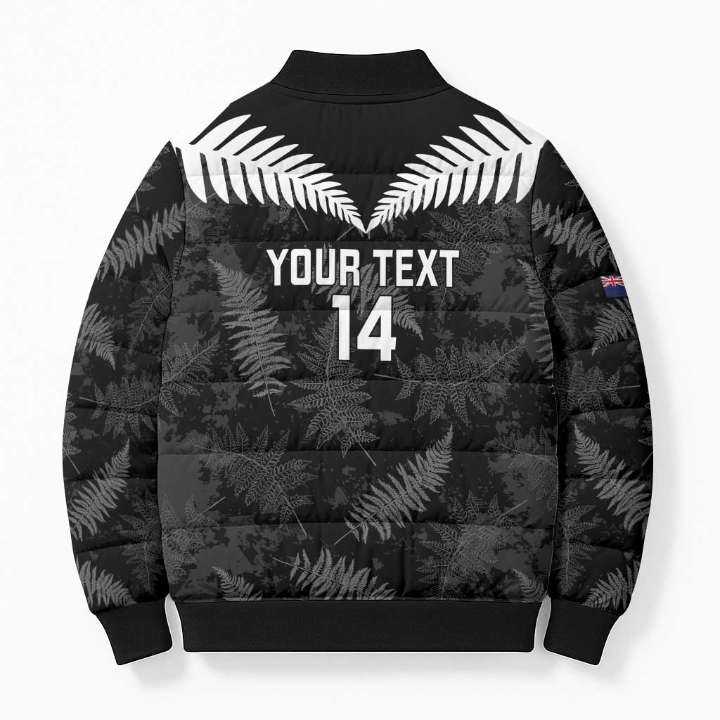 Custom New Zealand Silver Fern Football Bomber Puffer Jacket Go Aotearoa Grunge Black - Aussie Hoodie