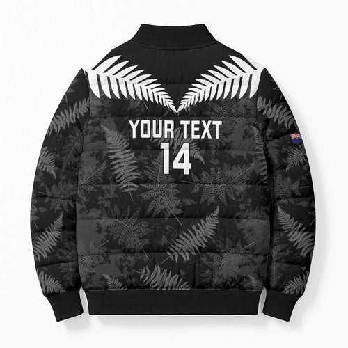 Custom New Zealand Silver Fern Football Bomber Puffer Jacket Go Aotearoa Grunge Black - Aussie Hoodie