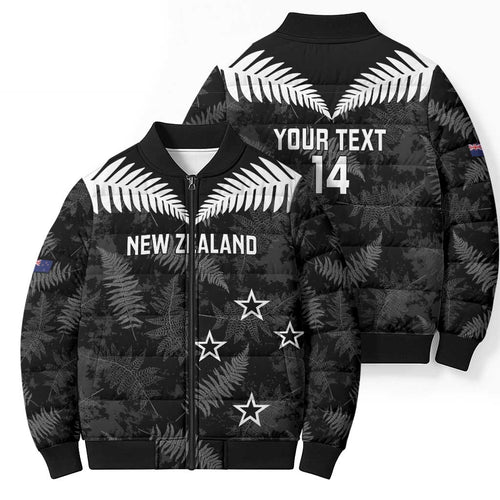 Custom New Zealand Silver Fern Football Bomber Puffer Jacket Go Aotearoa Grunge Black - Aussie Hoodie