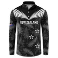 Custom New Zealand Silver Fern Football Button Sweatshirt Go Aotearoa Grunge Black - Aussie Hoodie