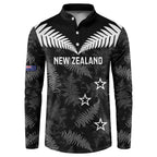Custom New Zealand Silver Fern Football Button Sweatshirt Go Aotearoa Grunge Black - Aussie Hoodie