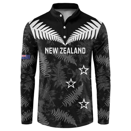 Custom New Zealand Silver Fern Football Button Sweatshirt Go Aotearoa Grunge Black - Aussie Hoodie