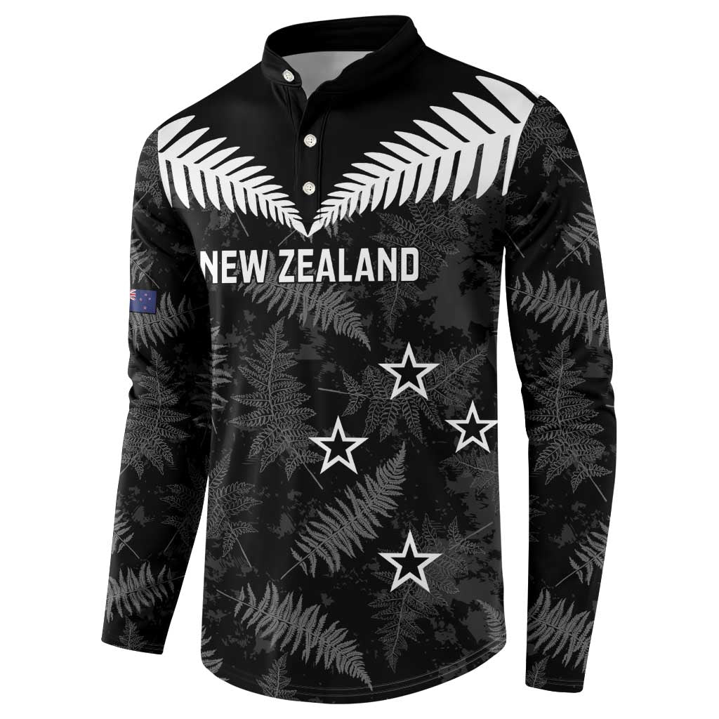 Custom New Zealand Silver Fern Football Button Sweatshirt Go Aotearoa Grunge Black - Aussie Hoodie