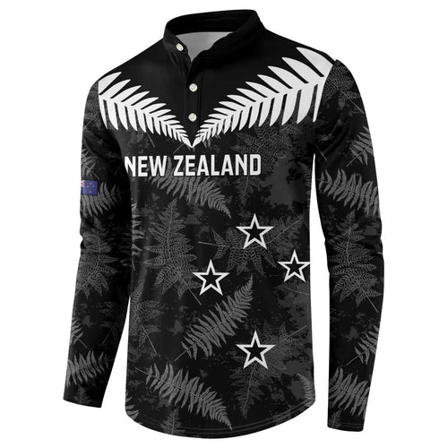 Custom New Zealand Silver Fern Football Button Sweatshirt Go Aotearoa Grunge Black - Aussie Hoodie