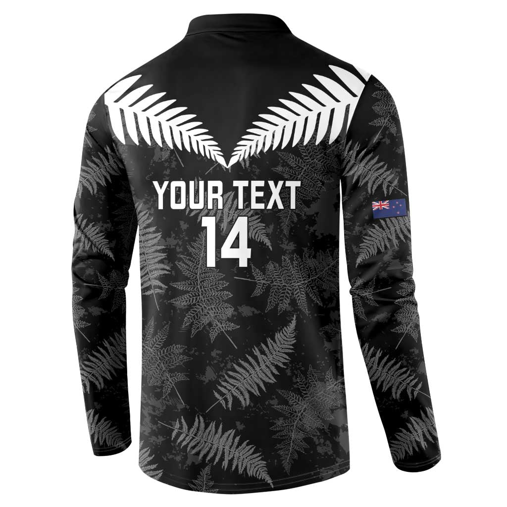 Custom New Zealand Silver Fern Football Button Sweatshirt Go Aotearoa Grunge Black - Aussie Hoodie