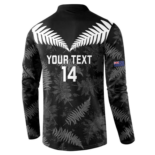 Custom New Zealand Silver Fern Football Button Sweatshirt Go Aotearoa Grunge Black - Aussie Hoodie