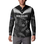 Custom New Zealand Silver Fern Football Button Sweatshirt Go Aotearoa Grunge Black - Aussie Hoodie