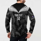 Custom New Zealand Silver Fern Football Button Sweatshirt Go Aotearoa Grunge Black - Aussie Hoodie