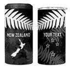 Custom New Zealand Silver Fern Football 4 in 1 Can Cooler Tumbler Go Aotearoa Grunge Black - Aussie Hoodie