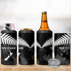Custom New Zealand Silver Fern Football 4 in 1 Can Cooler Tumbler Go Aotearoa Grunge Black - Aussie Hoodie