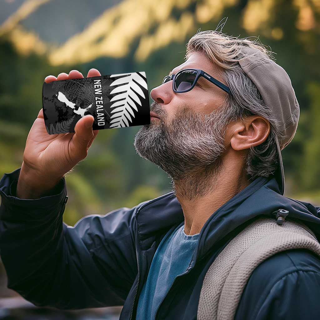 Custom New Zealand Silver Fern Football 4 in 1 Can Cooler Tumbler Go Aotearoa Grunge Black - Aussie Hoodie