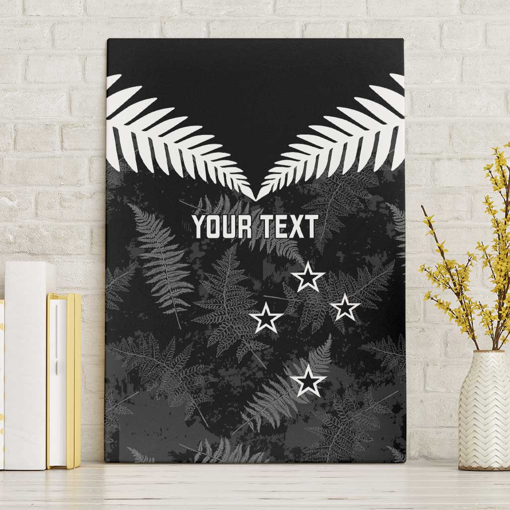 Custom New Zealand Silver Fern Football Canvas Wall Art Go Aotearoa Grunge Black - Aussie Hoodie