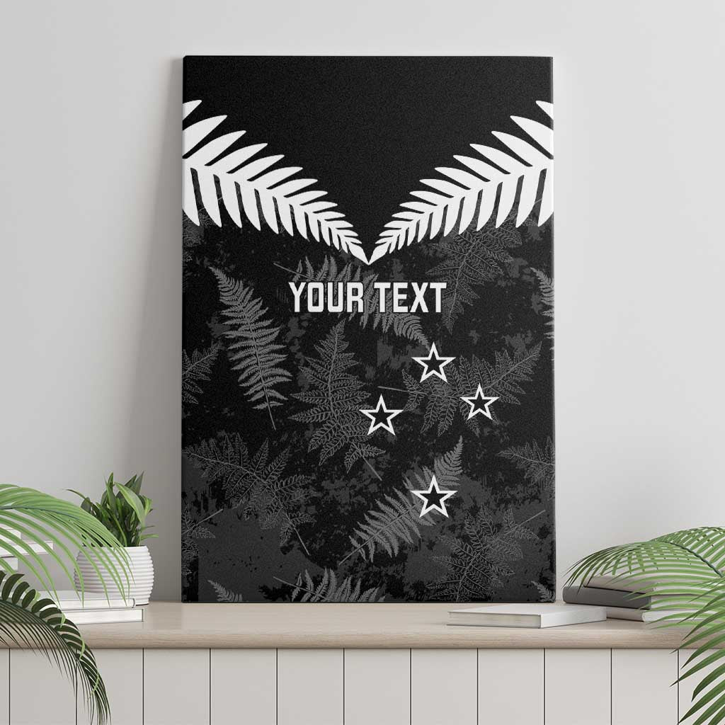 Custom New Zealand Silver Fern Football Canvas Wall Art Go Aotearoa Grunge Black - Aussie Hoodie