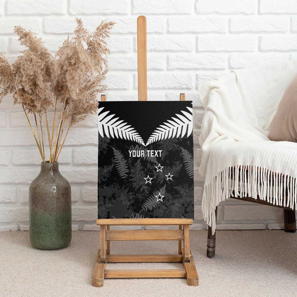 Custom New Zealand Silver Fern Football Canvas Wall Art Go Aotearoa Grunge Black - Aussie Hoodie
