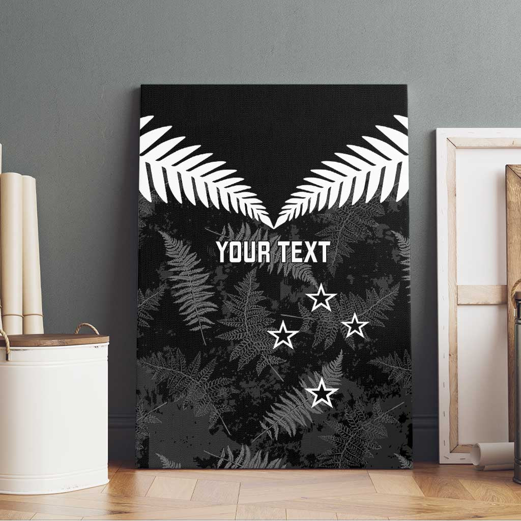 Custom New Zealand Silver Fern Football Canvas Wall Art Go Aotearoa Grunge Black - Aussie Hoodie