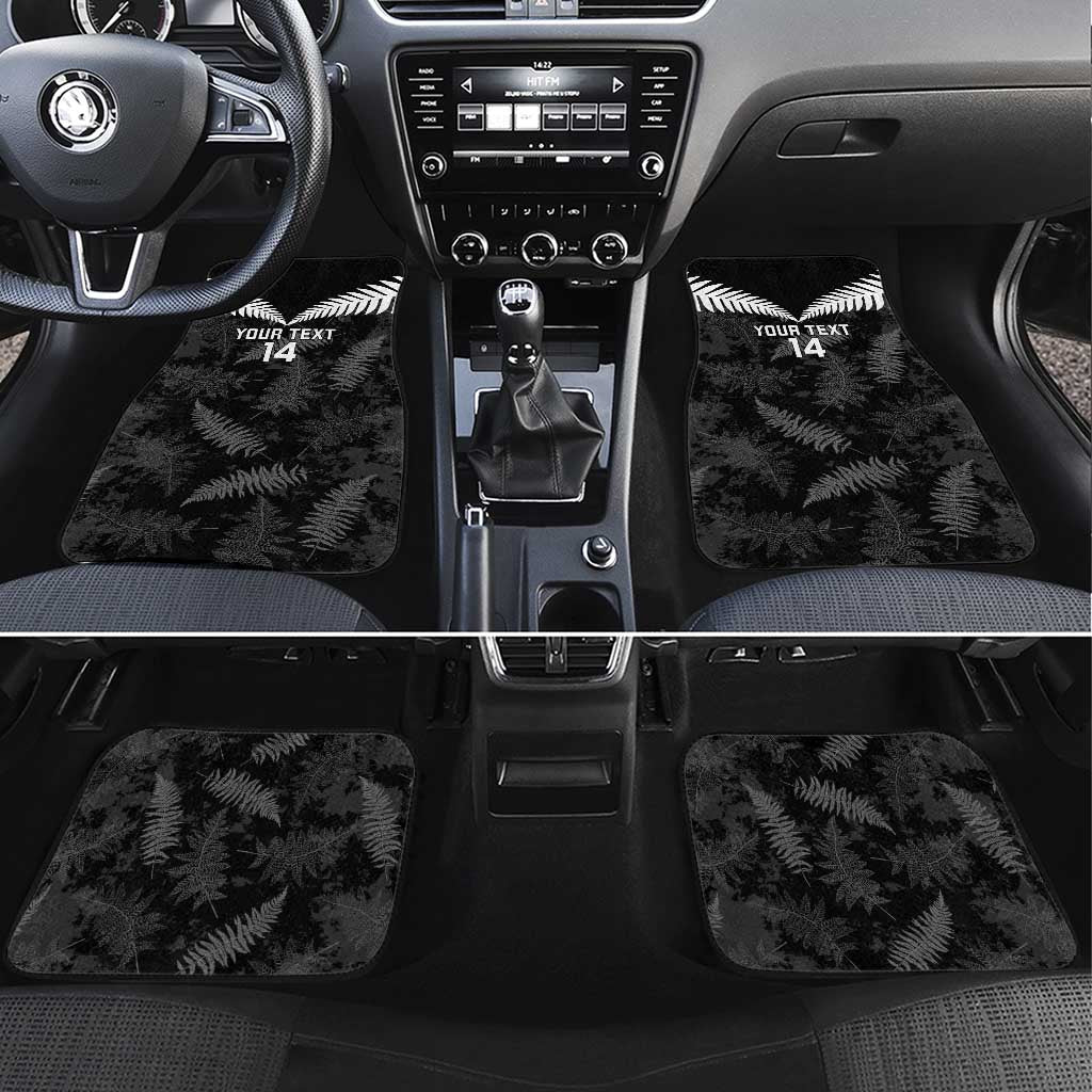 Custom New Zealand Silver Fern Football Car Mats Go Aotearoa Grunge Black - Aussie Hoodie