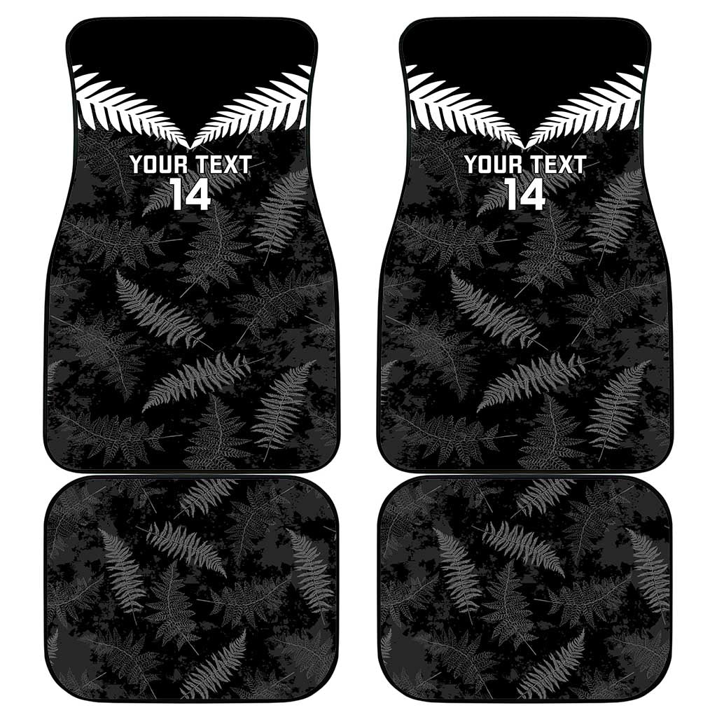 Custom New Zealand Silver Fern Football Car Mats Go Aotearoa Grunge Black - Aussie Hoodie