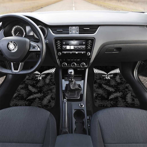 Custom New Zealand Silver Fern Football Car Mats Go Aotearoa Grunge Black - Aussie Hoodie