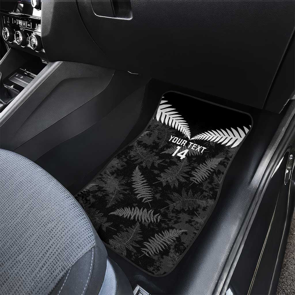Custom New Zealand Silver Fern Football Car Mats Go Aotearoa Grunge Black - Aussie Hoodie