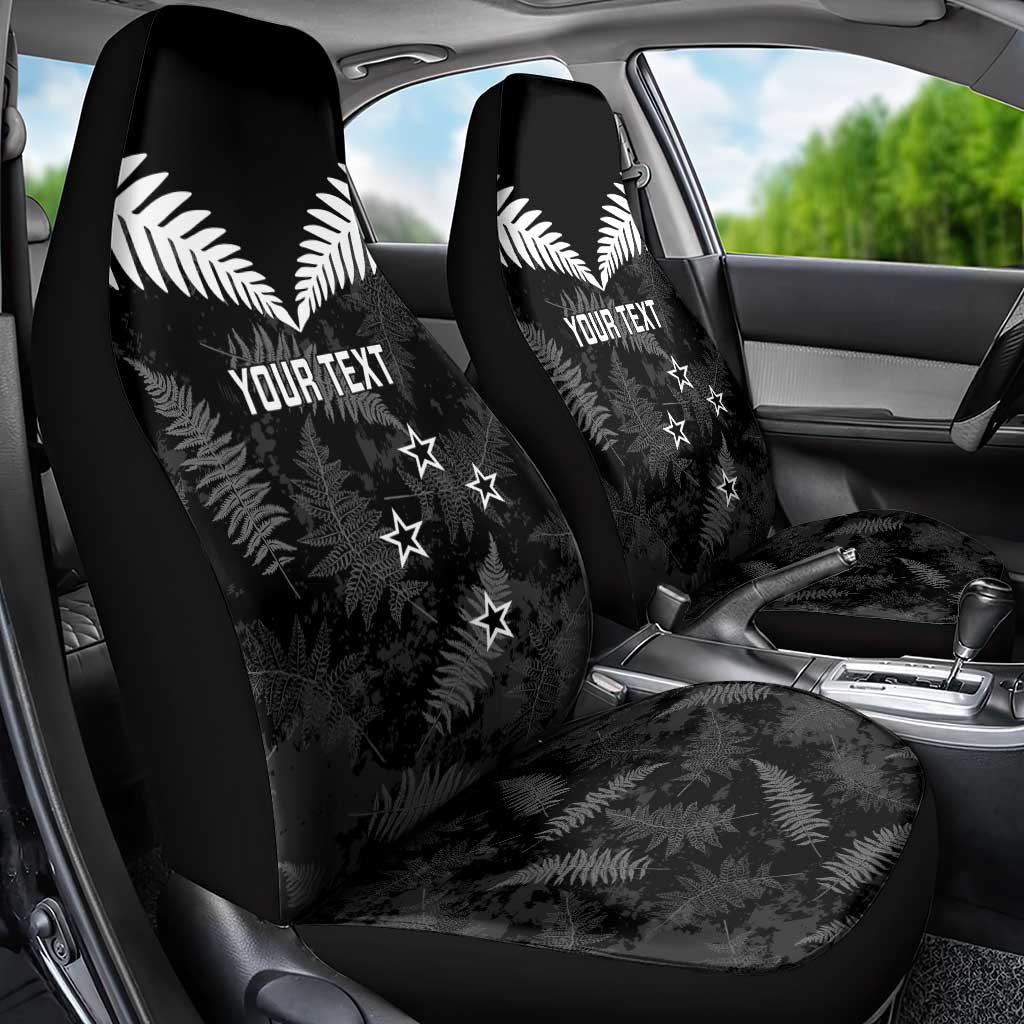 Custom New Zealand Silver Fern Football Car Seat Cover Go Aotearoa Grunge Black - Aussie Hoodie
