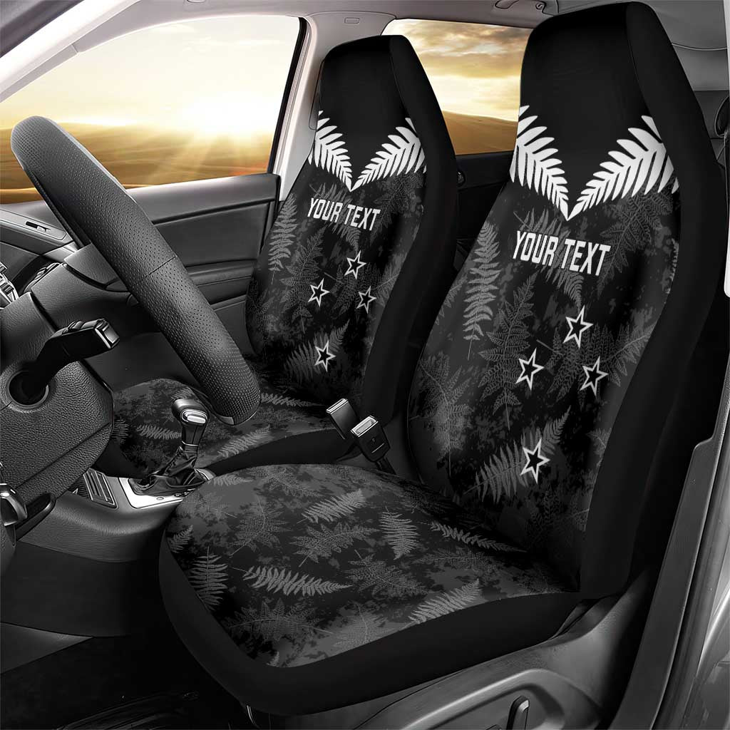 Custom New Zealand Silver Fern Football Car Seat Cover Go Aotearoa Grunge Black - Aussie Hoodie