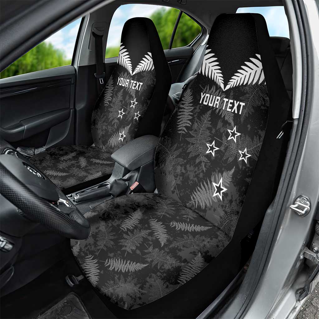Custom New Zealand Silver Fern Football Car Seat Cover Go Aotearoa Grunge Black - Aussie Hoodie