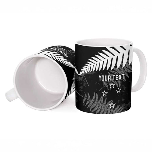 Custom New Zealand Silver Fern Football Ceramic Mug Go Aotearoa Grunge Black - Aussie Hoodie