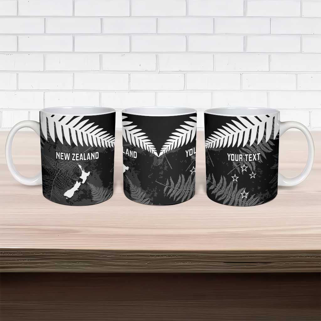 Custom New Zealand Silver Fern Football Ceramic Mug Go Aotearoa Grunge Black - Aussie Hoodie