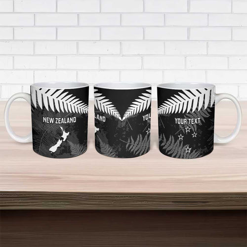Custom New Zealand Silver Fern Football Ceramic Mug Go Aotearoa Grunge Black - Aussie Hoodie