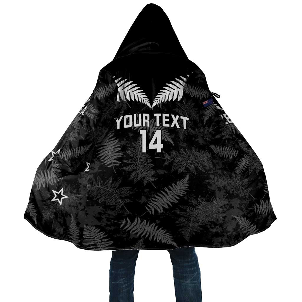 Custom New Zealand Silver Fern Football Cloak Go Aotearoa Grunge Black - Aussie Hoodie