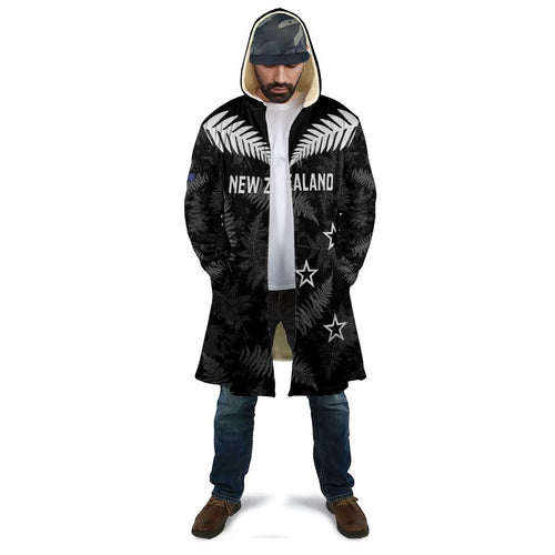 Custom New Zealand Silver Fern Football Cloak Go Aotearoa Grunge Black - Aussie Hoodie