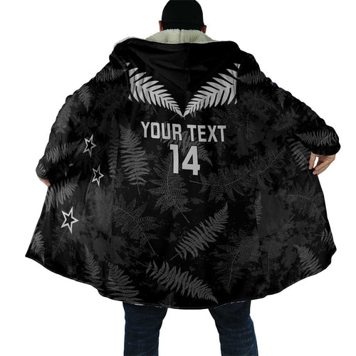 Custom New Zealand Silver Fern Football Cloak Go Aotearoa Grunge Black - Aussie Hoodie