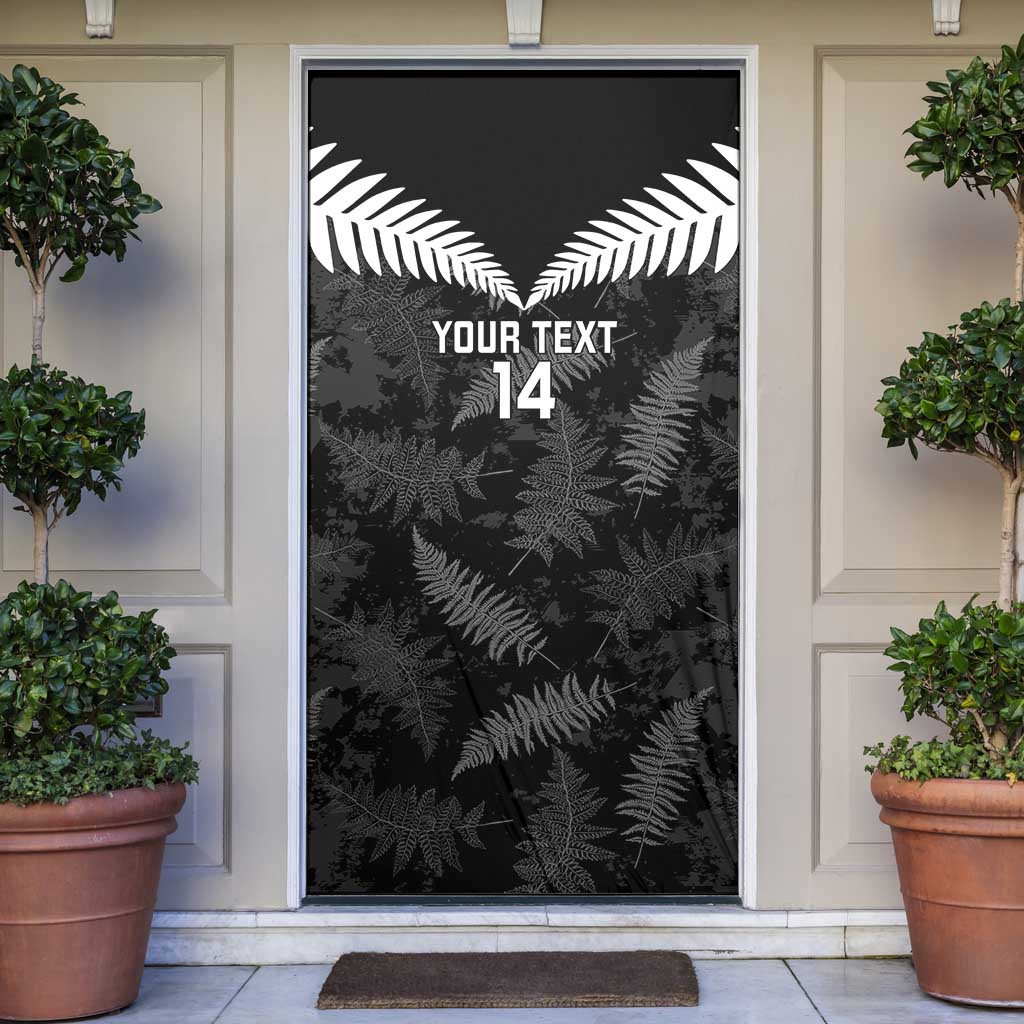 Custom New Zealand Silver Fern Football Door Cover Go Aotearoa Grunge Black - Aussie Hoodie