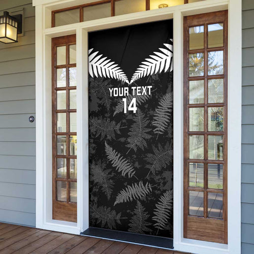 Custom New Zealand Silver Fern Football Door Cover Go Aotearoa Grunge Black - Aussie Hoodie