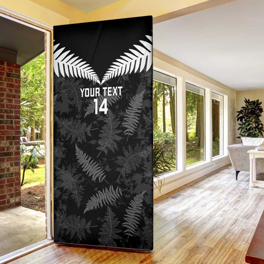 Custom New Zealand Silver Fern Football Door Cover Go Aotearoa Grunge Black - Aussie Hoodie