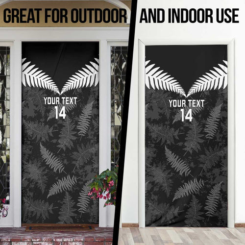 Custom New Zealand Silver Fern Football Door Cover Go Aotearoa Grunge Black - Aussie Hoodie