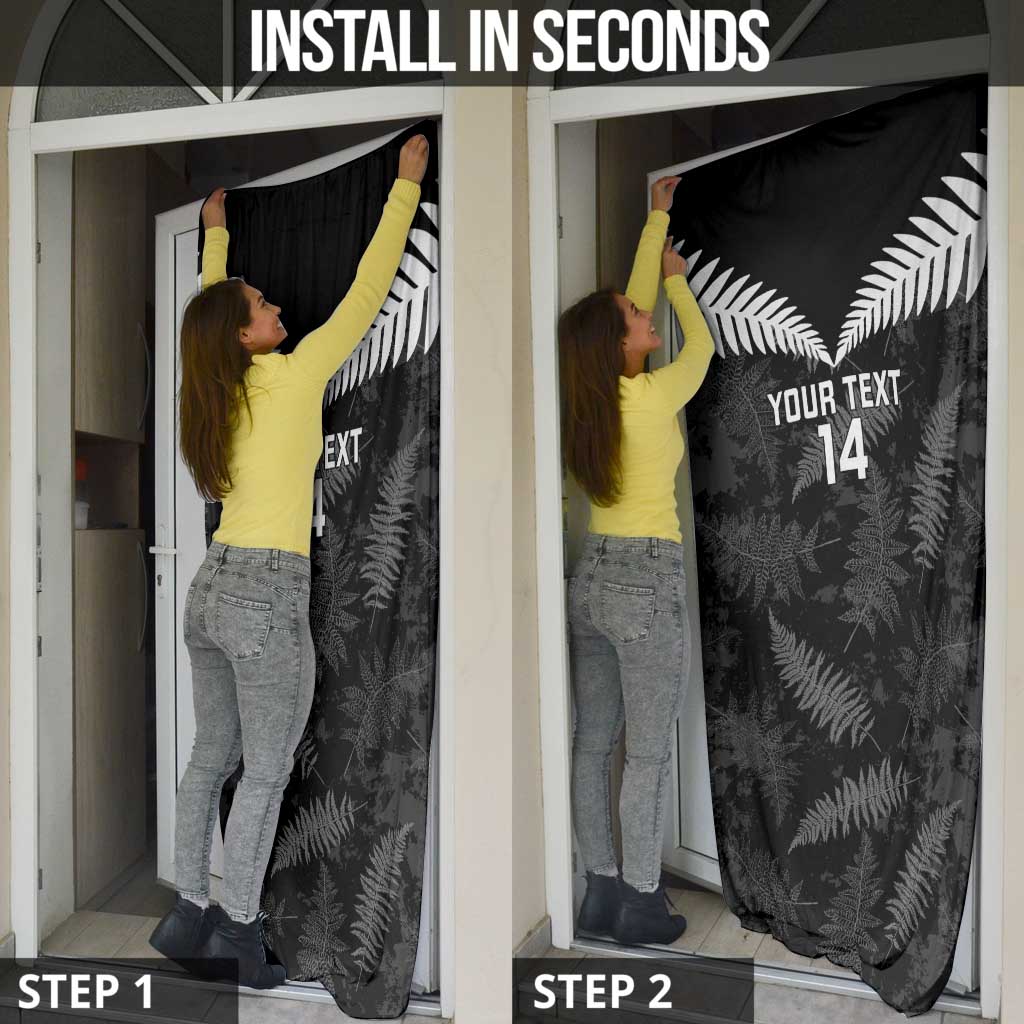 Custom New Zealand Silver Fern Football Door Cover Go Aotearoa Grunge Black - Aussie Hoodie