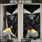 Custom New Zealand Silver Fern Football Door Cover Go Aotearoa Grunge Black - Aussie Hoodie