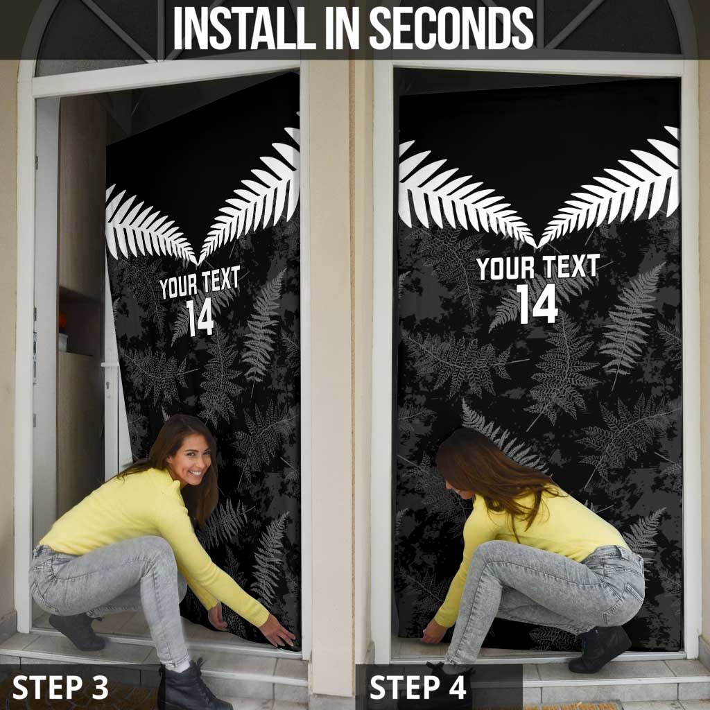 Custom New Zealand Silver Fern Football Door Cover Go Aotearoa Grunge Black - Aussie Hoodie