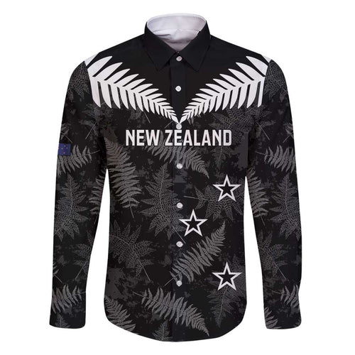 Custom New Zealand Silver Fern Football Family Matching Long Sleeve Bodycon Dress and Hawaiian Shirt Go Aotearoa Grunge Black - Aussie Hoodie