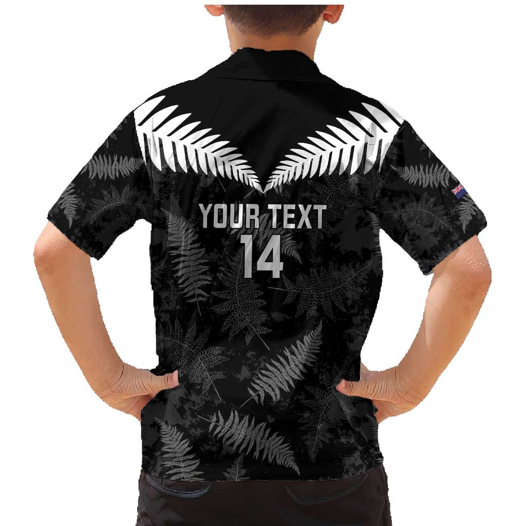 Custom New Zealand Silver Fern Football Family Matching Mermaid Dress and Hawaiian Shirt Go Aotearoa Grunge Black - Aussie Hoodie