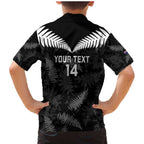 Custom New Zealand Silver Fern Football Family Matching Mermaid Dress and Hawaiian Shirt Go Aotearoa Grunge Black - Aussie Hoodie