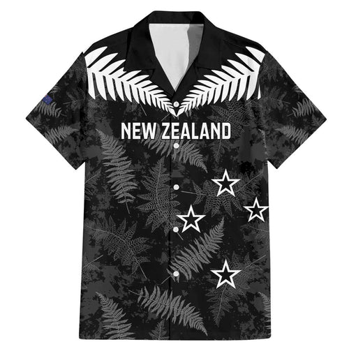 Custom New Zealand Silver Fern Football Family Matching Mermaid Dress and Hawaiian Shirt Go Aotearoa Grunge Black - Aussie Hoodie