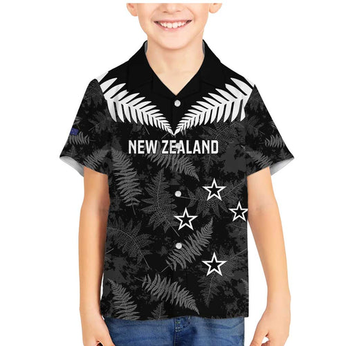 Custom New Zealand Silver Fern Football Family Matching Mermaid Dress and Hawaiian Shirt Go Aotearoa Grunge Black - Aussie Hoodie