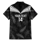 Custom New Zealand Silver Fern Football Family Matching Off The Shoulder Long Sleeve Dress and Hawaiian Shirt Go Aotearoa Grunge Black - Aussie Hoodie