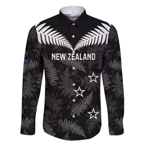 Custom New Zealand Silver Fern Football Family Matching Off The Shoulder Long Sleeve Dress and Hawaiian Shirt Go Aotearoa Grunge Black - Aussie Hoodie