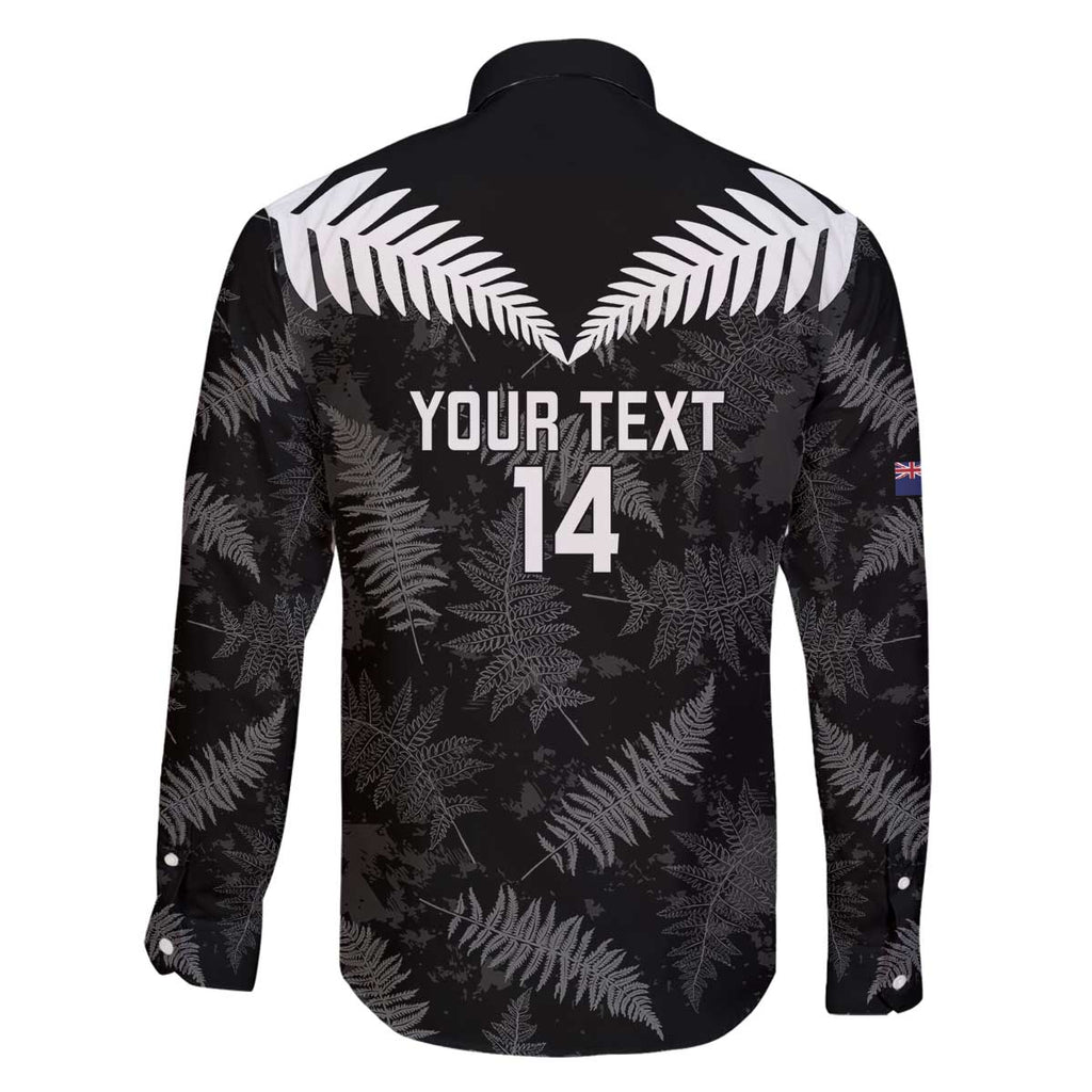 Custom New Zealand Silver Fern Football Family Matching Off The Shoulder Long Sleeve Dress and Hawaiian Shirt Go Aotearoa Grunge Black - Aussie Hoodie
