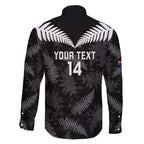 Custom New Zealand Silver Fern Football Family Matching Off The Shoulder Long Sleeve Dress and Hawaiian Shirt Go Aotearoa Grunge Black - Aussie Hoodie