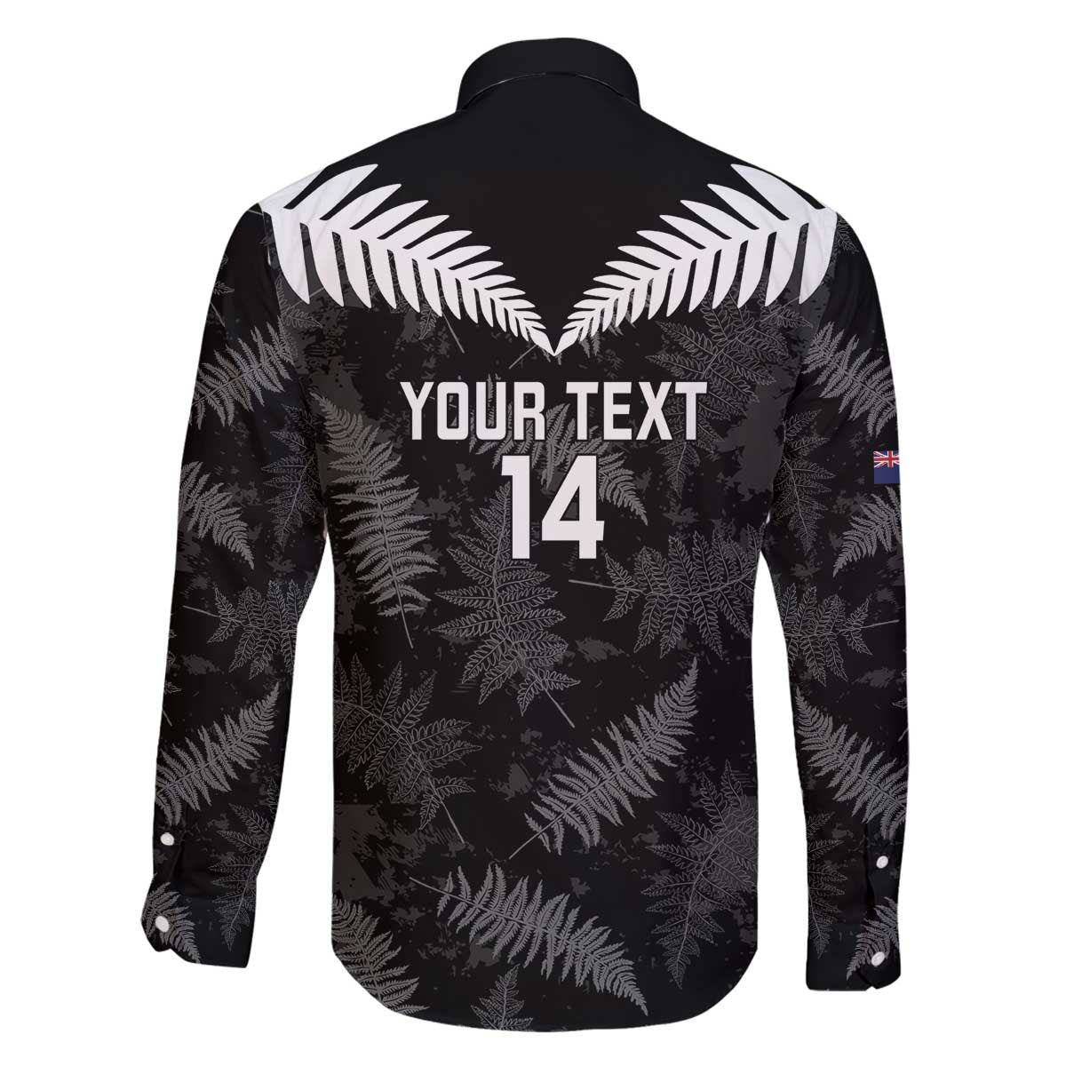 Custom New Zealand Silver Fern Football Family Matching Off The Shoulder Long Sleeve Dress and Hawaiian Shirt Go Aotearoa Grunge Black - Aussie Hoodie