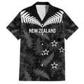 Custom New Zealand Silver Fern Football Family Matching Off Shoulder Short Dress and Hawaiian Shirt Go Aotearoa Grunge Black - Aussie Hoodie